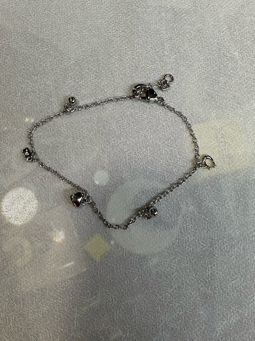 Coach Silver Tone Charm Bracelet Signature C Logo Heart new .